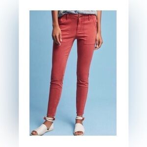 Anthropologie Hei Hei Red Rust Slim Skinny Utility Pocket Cargo Pants